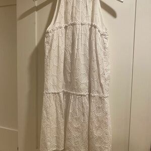 Sail to Sable White Eyelet Dress with Gold Accents